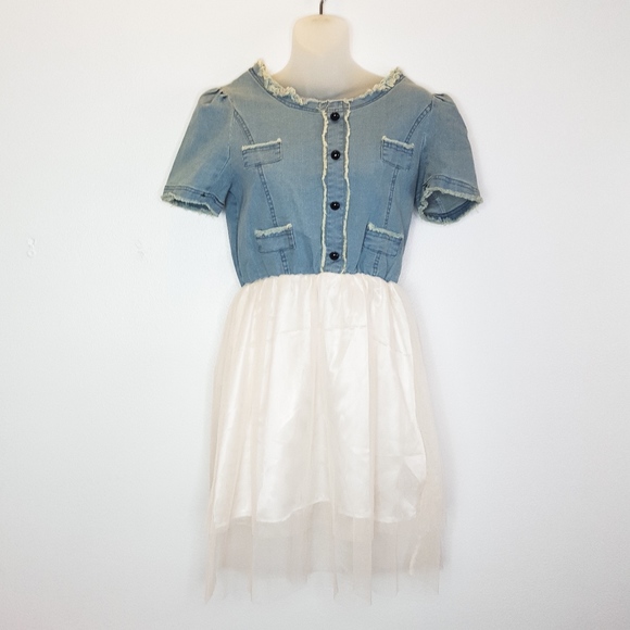 blue jean distressed dress